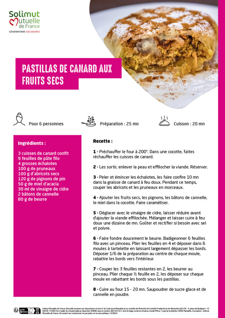 Menu pastilla de canard